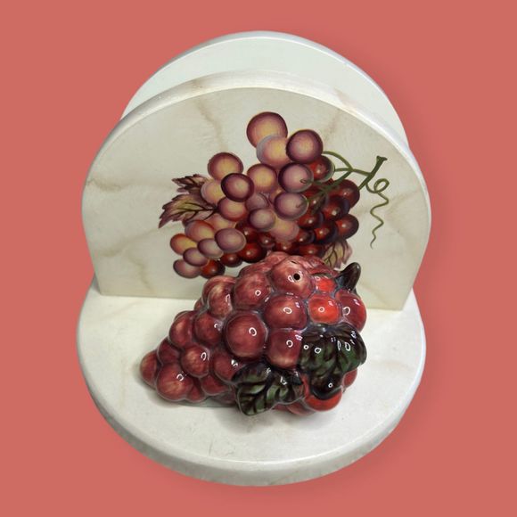 🍇 VTG TABLETOPS UNLIMITED NOBLE EXCELLENCE MERITAGE SALT & PEPPER NAPKIN HOLDER - Picture 4 of 8